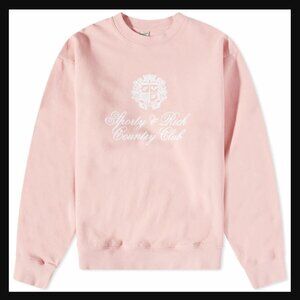 Sporty & Rich Country Crest Crew Sweat  Rose & White Unisex